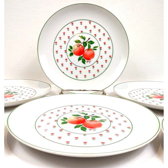 George Good Japan Vintage Porcelain Fabrizio Apple 7 5/8" Salad Plates Set of 6 - Picture 4 of 11